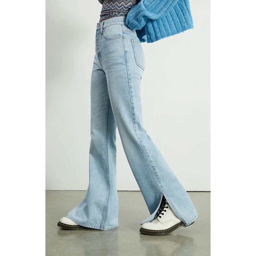 PacSun Women's High Rise Bootcut Jeans 24 Light Wash Side Slit Button Fly